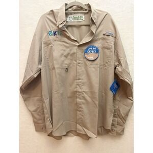 Columbia Omni-Shade Men's L Khaki Vented Shirt L/S Fishing Gorpcore Hiking K-12